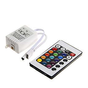 baratos Controles RGB-Zdm 1 pc dc 12 v 24 chave led strip ir controlador remoto com caixa do controlador para 3528 5050 smd rgb levou luzes de tira