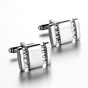 baratos Abotoaduras-Homens Botões de Punho Trabalho Casual Broche Jóias Prata Para