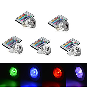 baratos Lâmpadas Decorativas-YWXLIGHT® 5pçs 2.5 W 250 lm E14 GU10 E26 / E27 1 Contas LED LED de Alta Potência Regulável Controle Remoto Decorativa RGB 85-265 V / 5 pçs / RoHs
