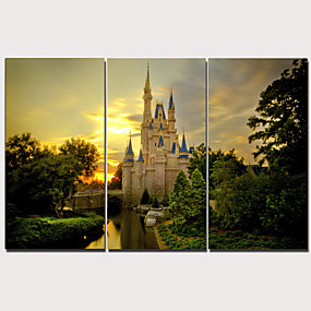 baratos Estampadas-Estampado Estampados de Lonas Esticada - Moderno Realismo Clássico Modern 3 Painéis Art Prints