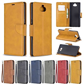 baratos Xperia XZ1-Capinha Para Sony Sony Xperia L3 / Sony Xperia 10 / Sony Xperia 10 Plus Carteira / Antichoque / Com Suporte Capa Proteção Completa Sólido Rígida PU Leather