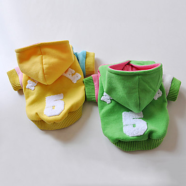 Dog Coat / Hoodie Yellow / Green Dog Clothes Winter Letter & Number ...