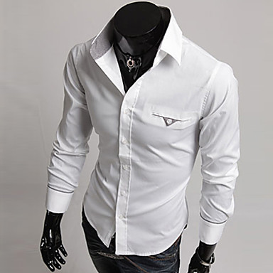 Men's Casual Shirt,Cotton Blend Long Sleeve Black / White 697768 2017 ...