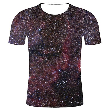 Men's Plus Size Cotton T-shirt - Galaxy / 3D / Graphic Print Round Neck ...