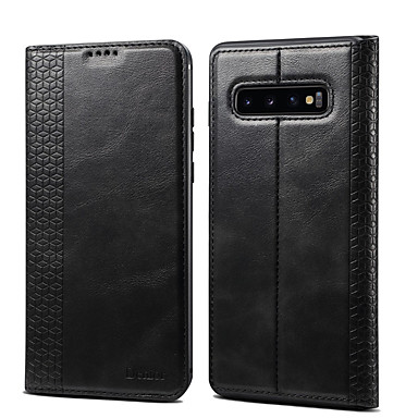 baratos Acessórios para Samsung-Capinha Para Samsung Galaxy Galaxy S10 / Galaxy S10 Plus / Nota Samsung 10 Porta-Cartão / Magnética / Auto Dormir / Despertar Capa Proteção Completa Sólido PU Leather / TPU